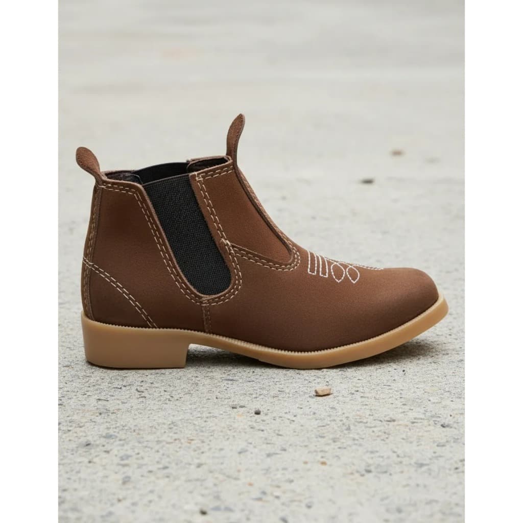 Botina Texana Infantil Unisex Country Couro Nobuck Terra