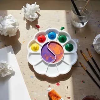 Mini Paleta Plástica Em Flor Para Mistura De Tintas 10/20/30 Unidades