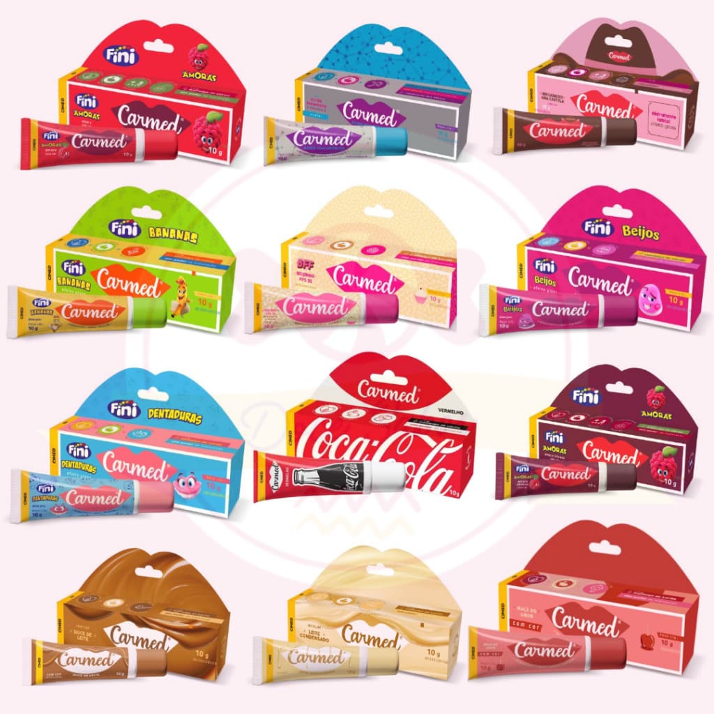 Hidratante Labial Carmed Maquiagem Fini Dentadura Beijos Coca Batom Efeito Gloss Ácido Hialurônico Stranger Things 10g