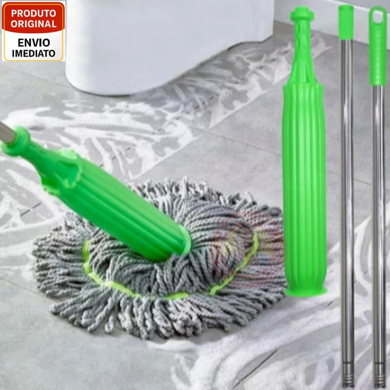 Esfregão 360° Mop Twist Auto-Torção Microfibra 2 em 1 Limpeza Geral