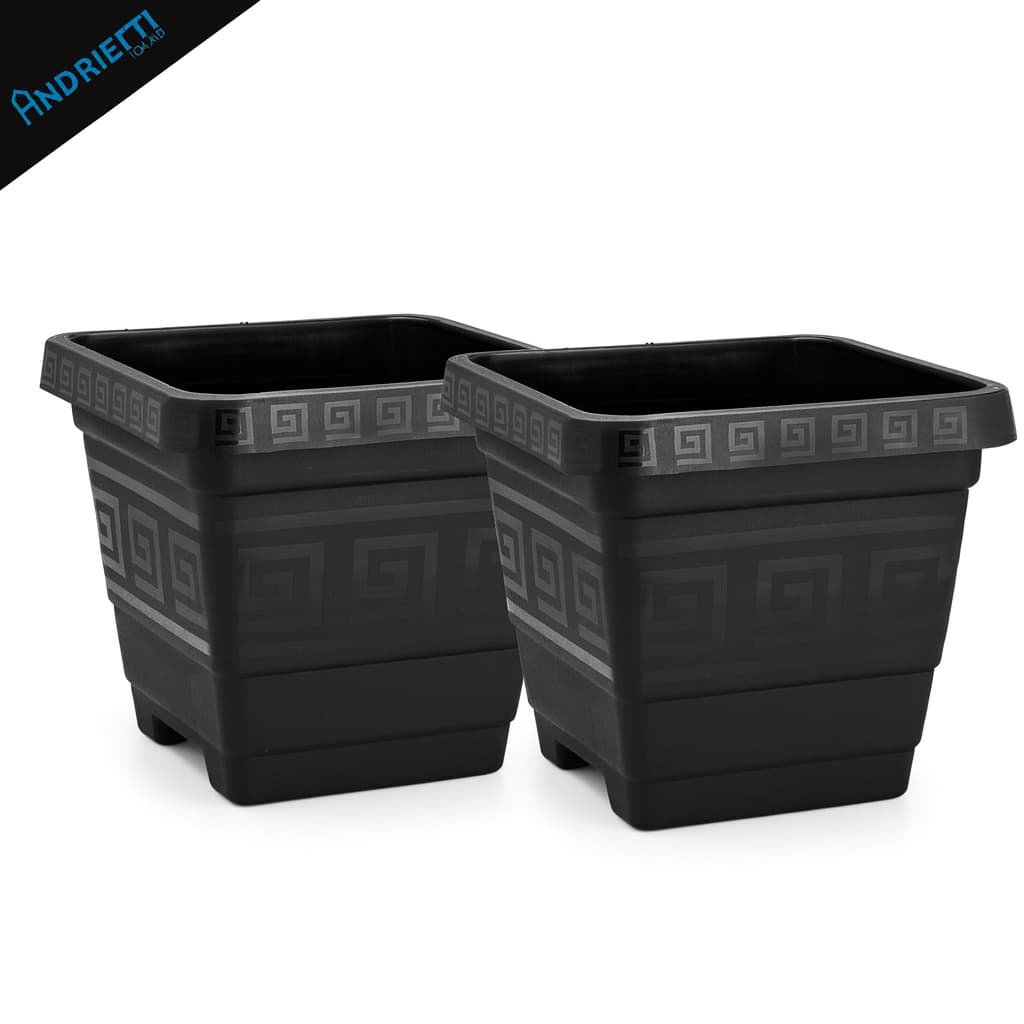 Kit 2 Vasos Quadrados Gigante 29L Preto para Plantas Jardim Horta Grande Resistente Decorativo