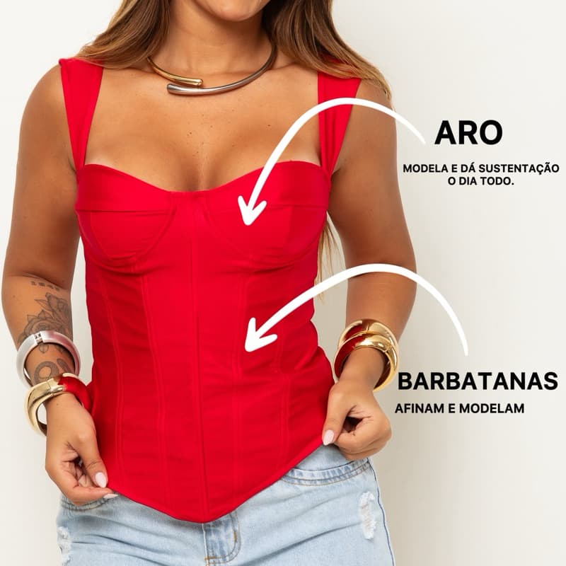 Cropped Feminino Corset Alça Grossa com Aro