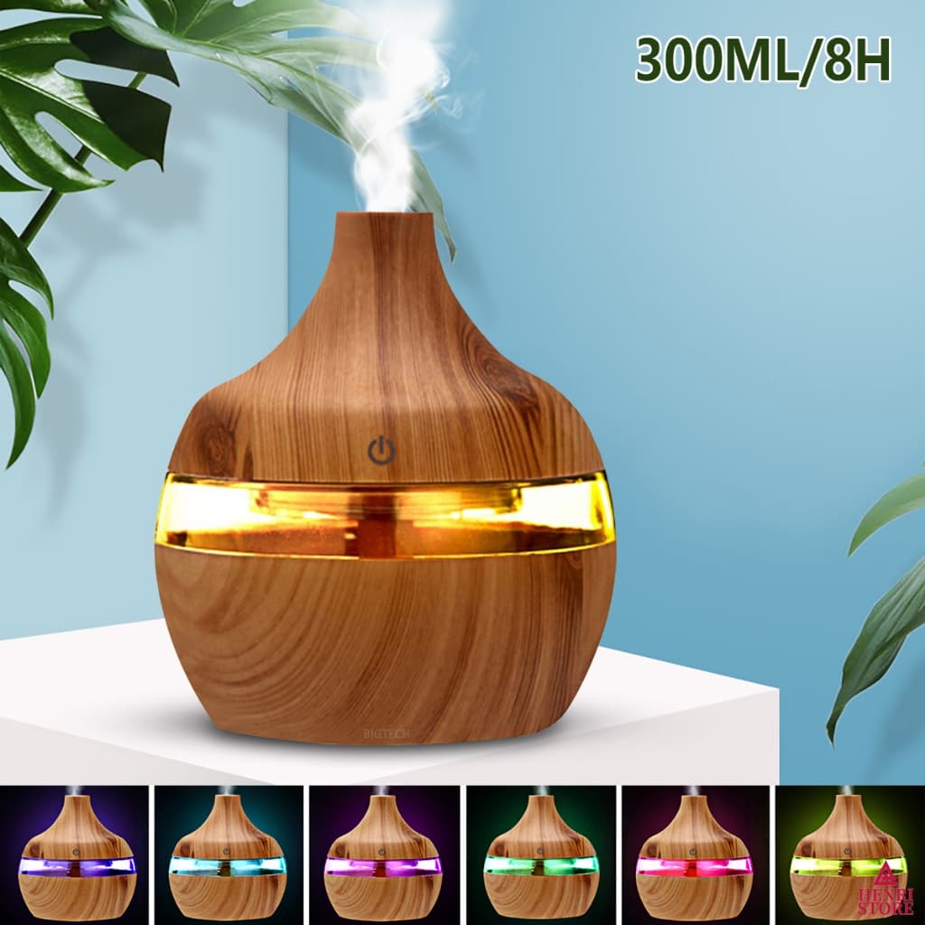 Umidificador De Ár Portátil USB Difusor Cor Madeira Difusor De Áromas Com Duração De Até 8 Horas
