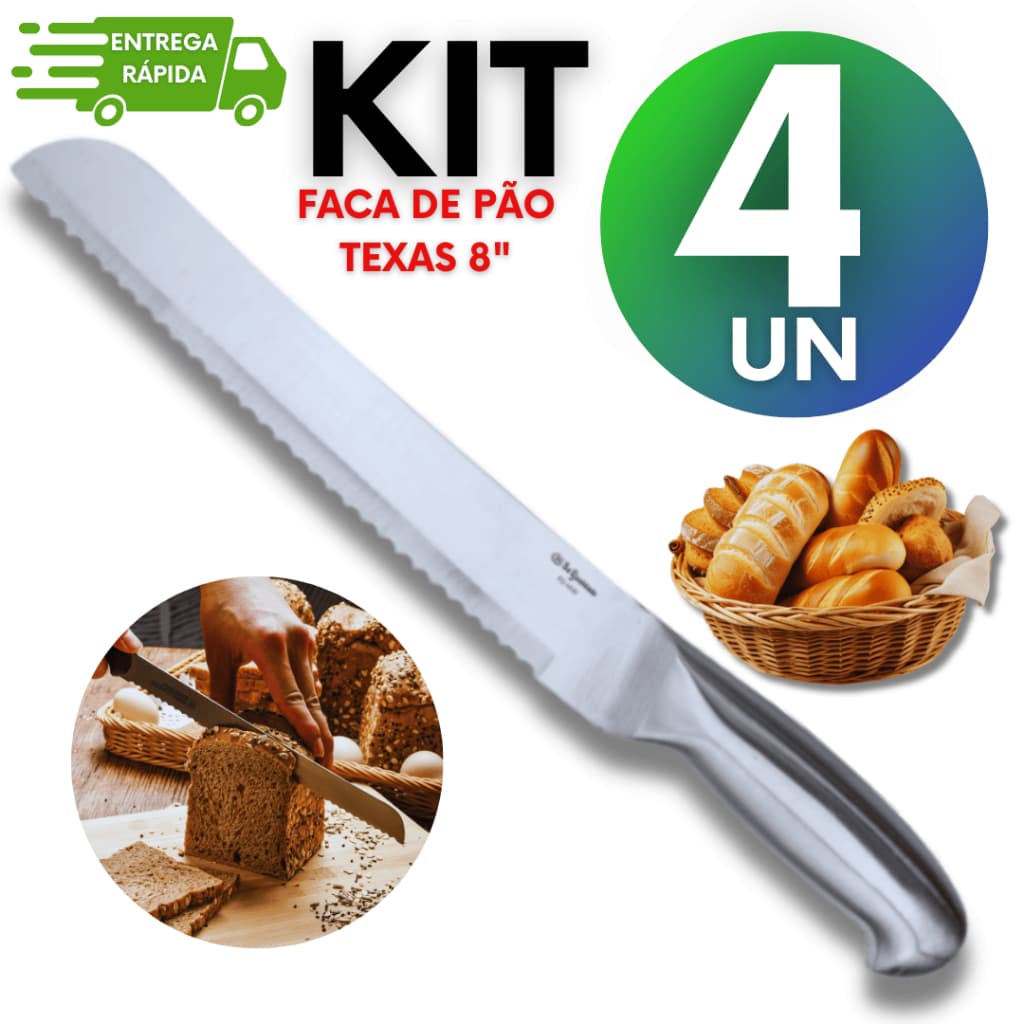 Faca para Pão Aço Inox Serrilhada Linha Texas Premium