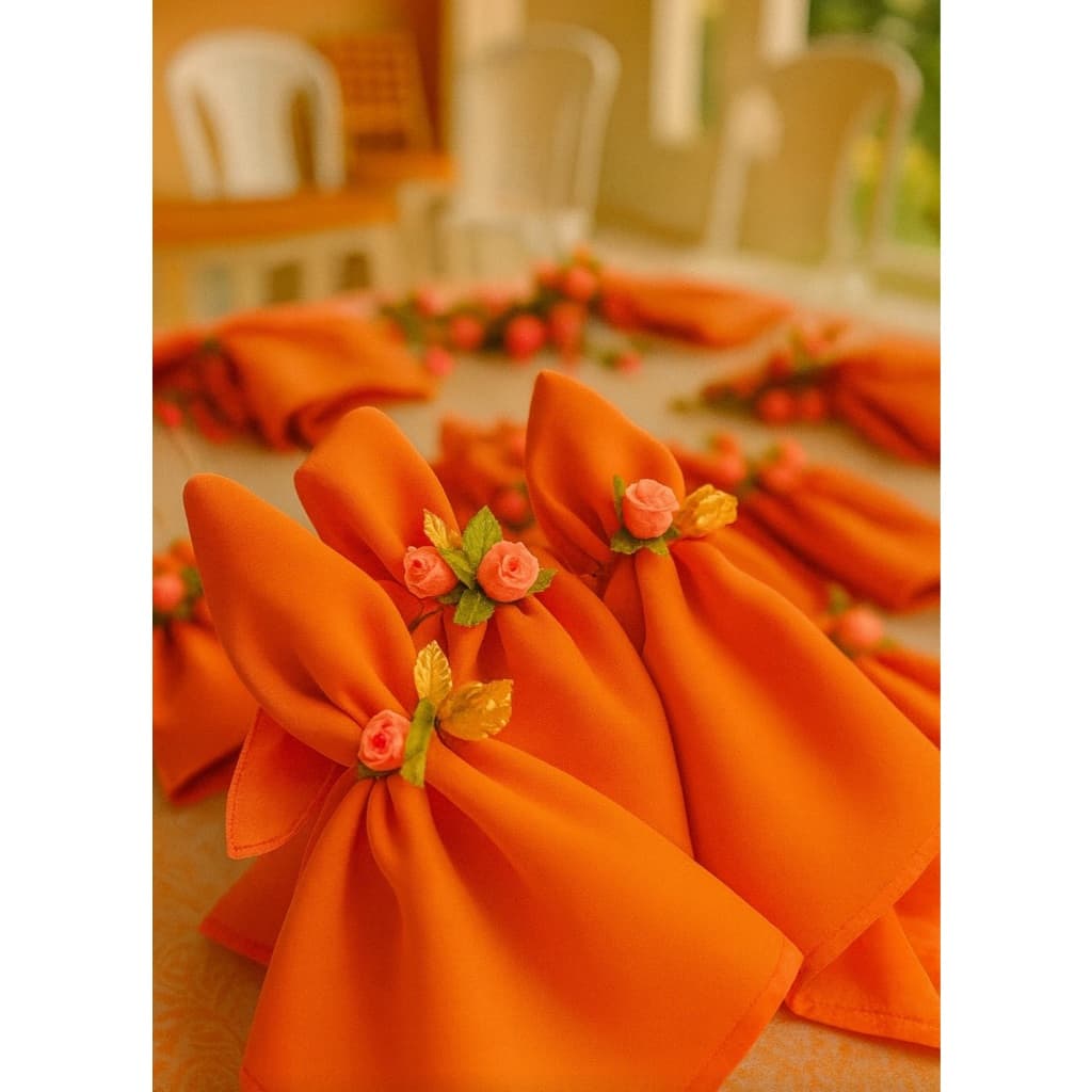 Guardanapo Laranja oxford mesa posta 35cm x 35cm Kit com 10 Peças