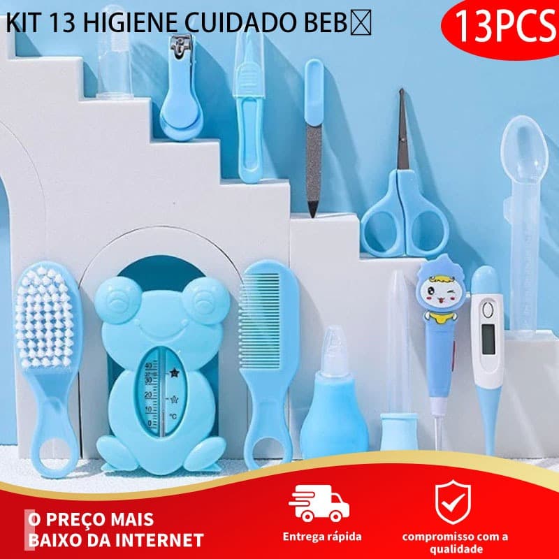 Kit 13 Higiene Cuidado Bebê Recém Nascido Essencial 13 Peças Cuidados Com O Bebê Recém Cortador Escova Cabelo Unha Pente