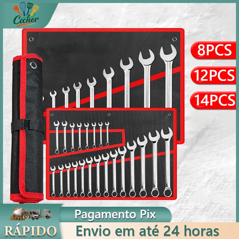 Jogo Chave Combinada Boca Estrela 14 Peças Profissional combinação de aço carbono Chave fixa