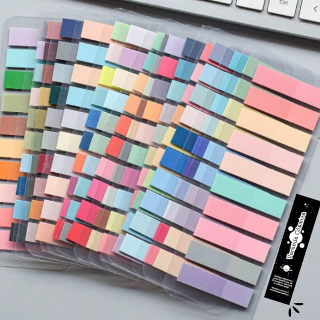 1000 Notas adesivas (5 cartelas) de Flags para livros / marcador de páginas / notas transparentes