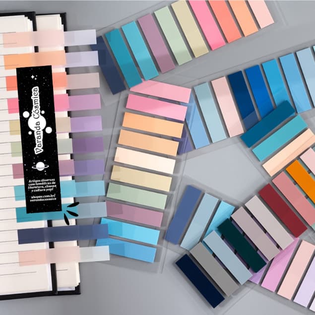 600 notas adesivas (3 cartelas) Flags para livros / marcador de páginas transparente