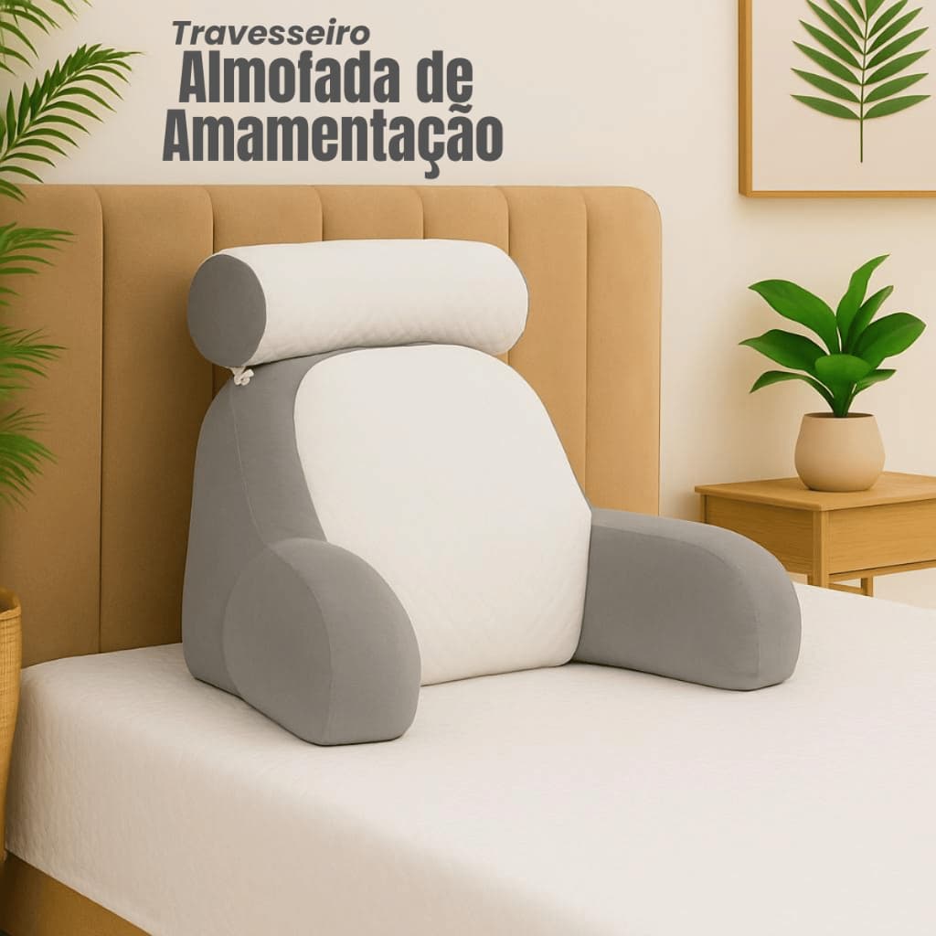 Travesseiro Almofada de Amamentação 45x60cm Encosto Ergonômico Antiácaro Hipoalergênico Confortável