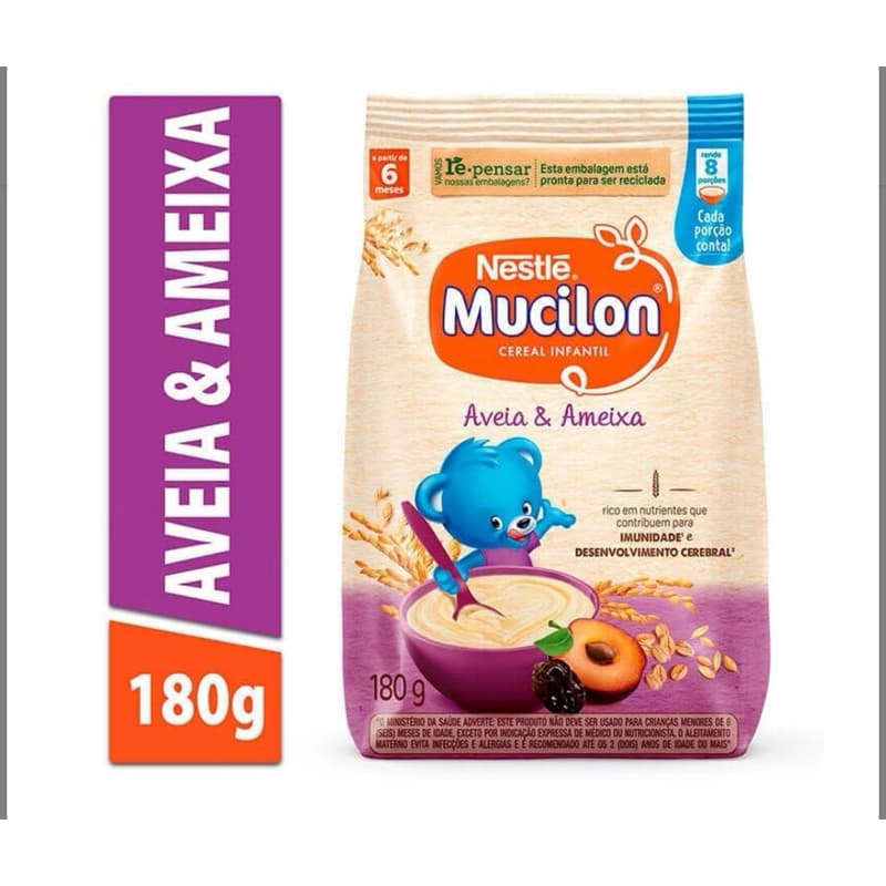 Kit 3 Cereal Infantil MUCILON Ameixa e Aveia 180g