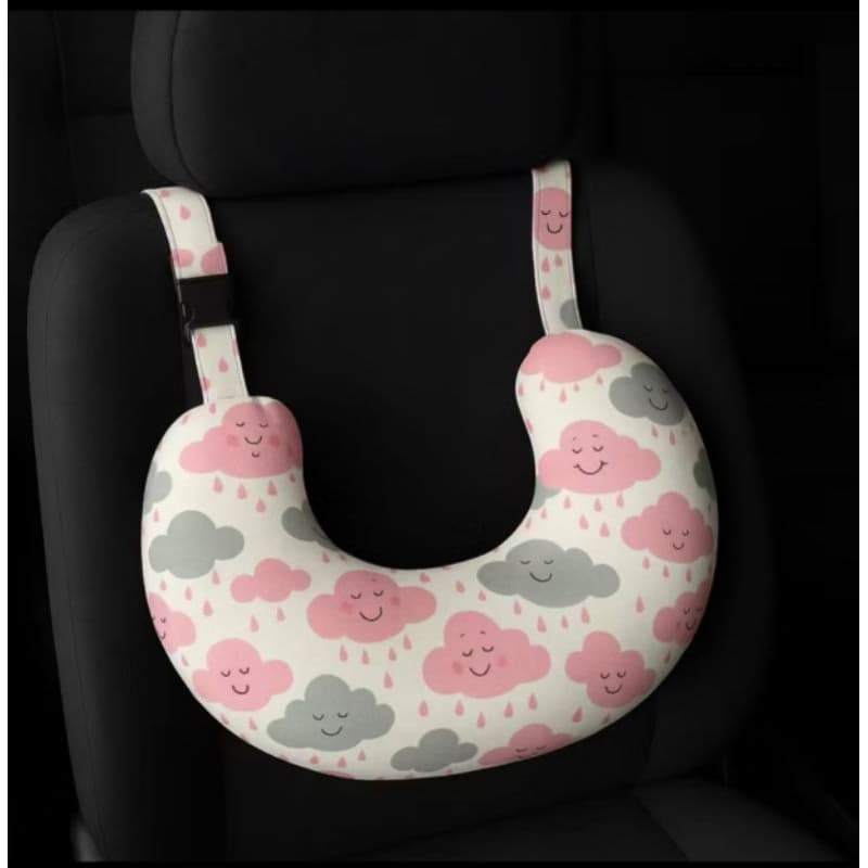 Almofada Apoio de Pescoço Ajustável Infantil (Nuvem Rosa)