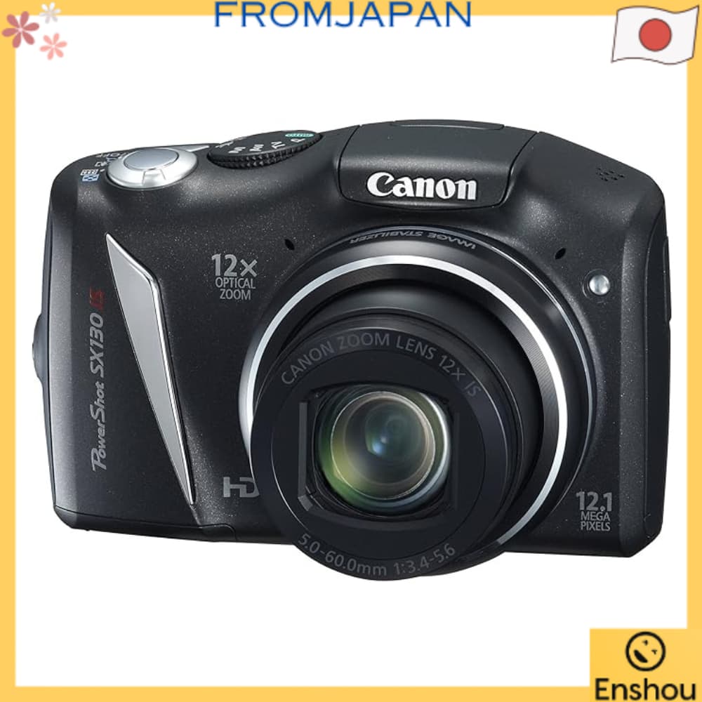 [USED][Direto do Japão]Canon Câmera Digital Powershot SX130IS Preta PSSX130IS(BK) 12.1 Megapixels Zoom Óptico 12x Lente 28mm