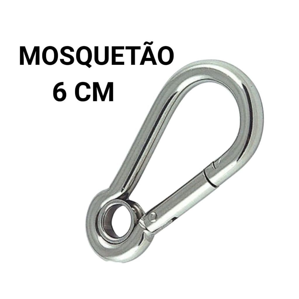 Kit 2 Mosquetão Aço Carbono 6cm 6x60 Trava Simples Suporta 120kg Com Olhal