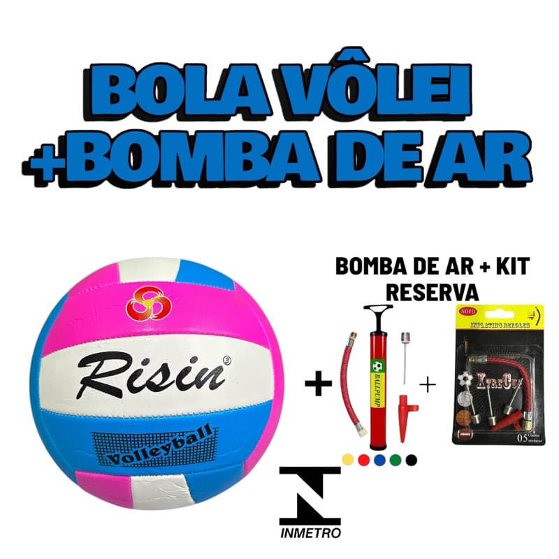 BOLA DE VOLÊI PRAIA OFICIAL+ BOMBA DE AR ORIGINAL TAMANHO PROFISSIONAL N° 5 VOLEIBOL VOLEI MENINO E MENINA