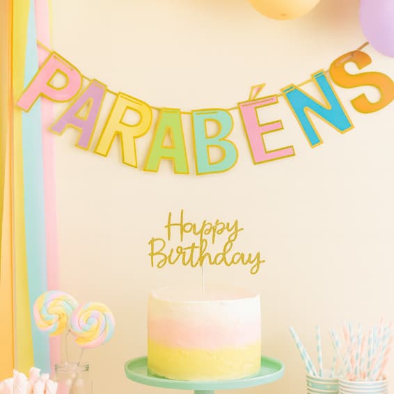 Faixa Decorativa  Parabens Festa Aniversario Decoração Letras Individuais 2m - Silver Festas