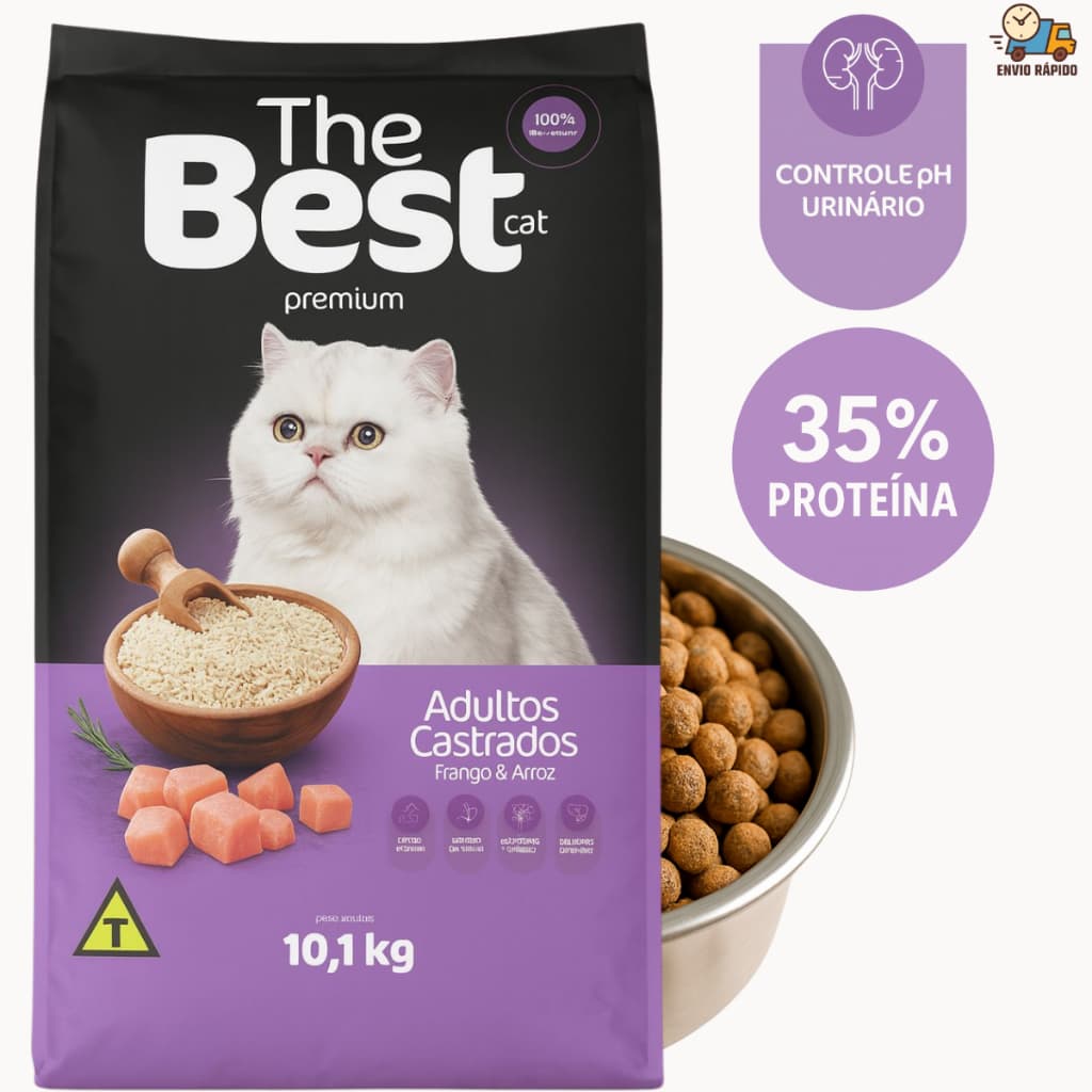 Ração The Best Cat Premium – Adultos Castrados 10,1kg (Frango & Arroz) alimento para gatos/cat