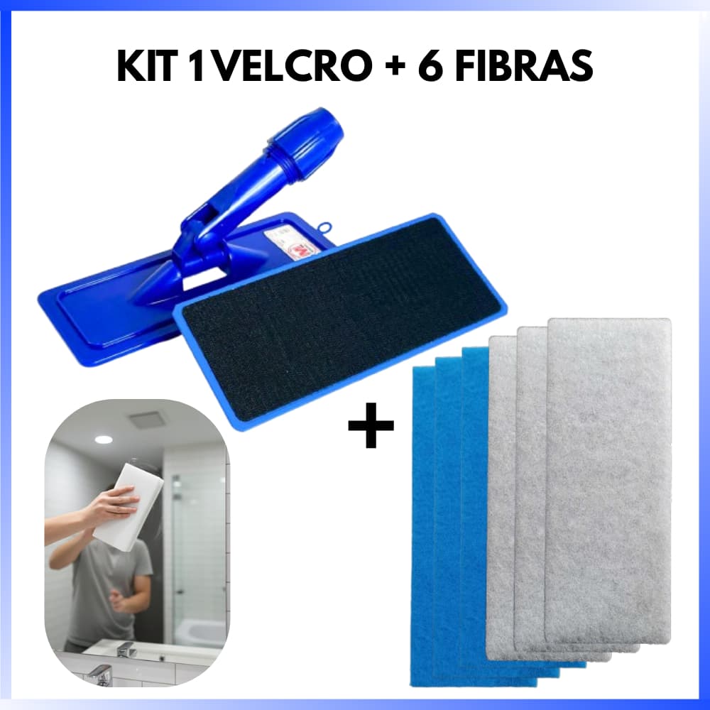 Kit Suporte LT Pá Base Pega + 3 Fibras Branca Leve + 3 Fibras azul para Porcelanatos Ceramicas Louças Vidros Laminados