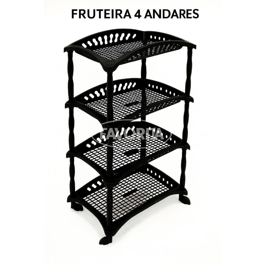 Fruteira De Chão De Plástico Multiuso 4 e 3 andares Organizador Empilhável com Rodinhas TOY