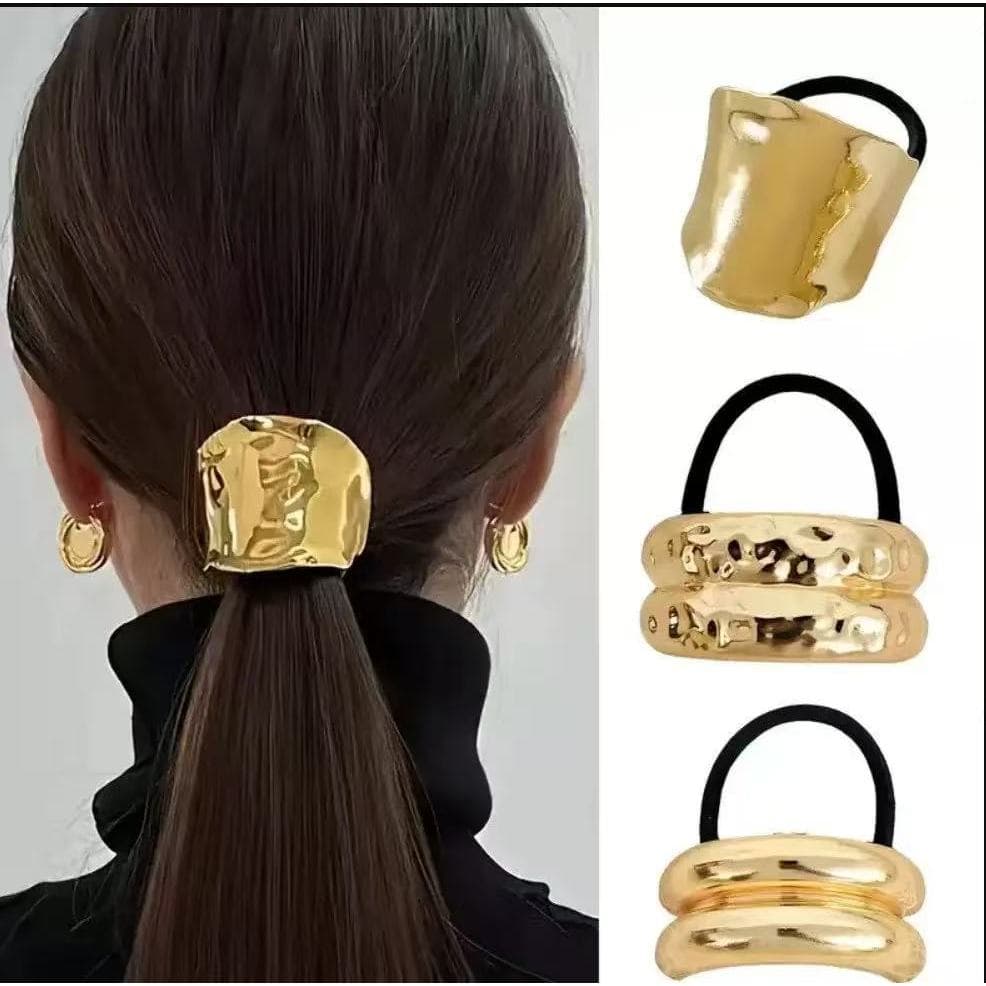 Kit Presilhe Com Moda Geometrica Metal  Corda De Cabelo Alta Elatica Scrunchies Feminino