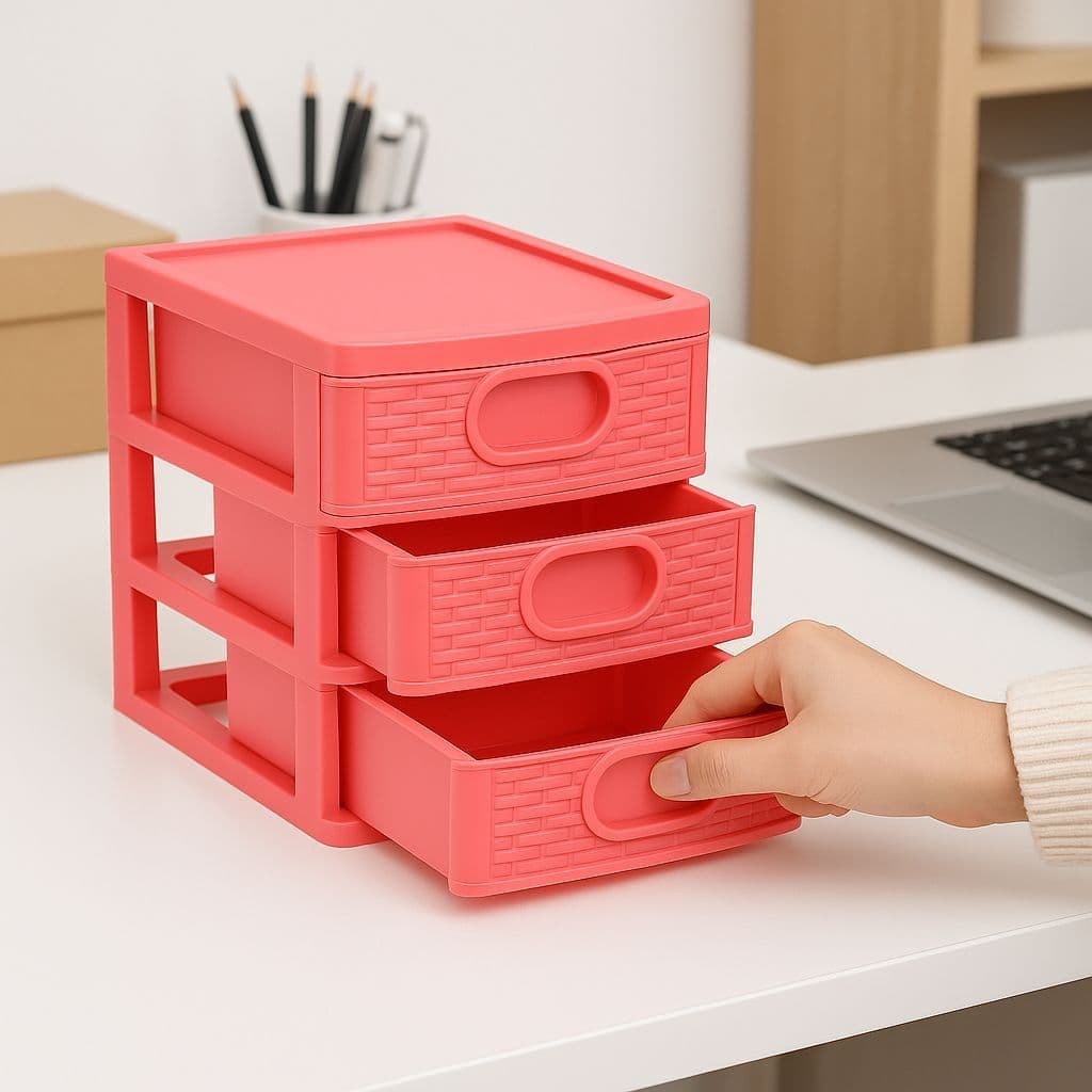 Gaveteiro Texturizado De Mesa Micro Organizador Multiuso 3 Gavetas - Monte Libano