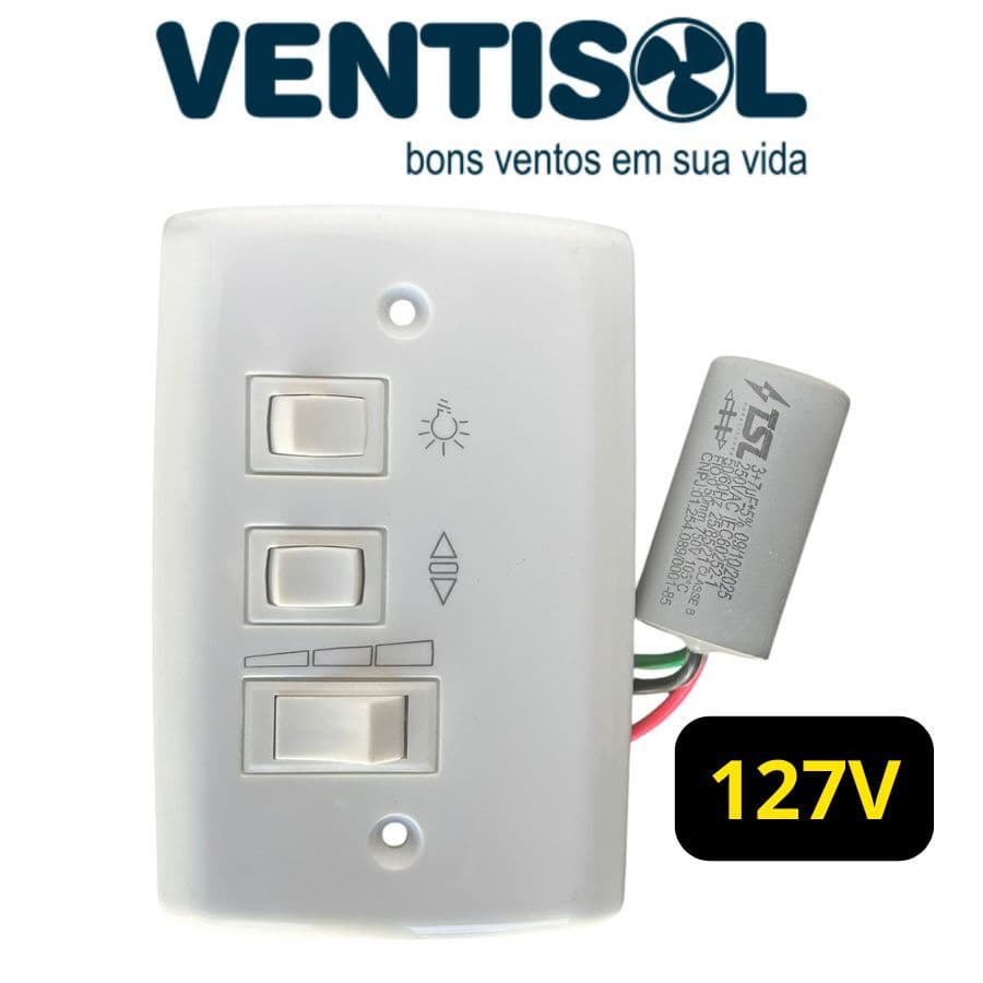 Chave Capacitor 127v Ventilador Teto 3 Velocidades Ventisol