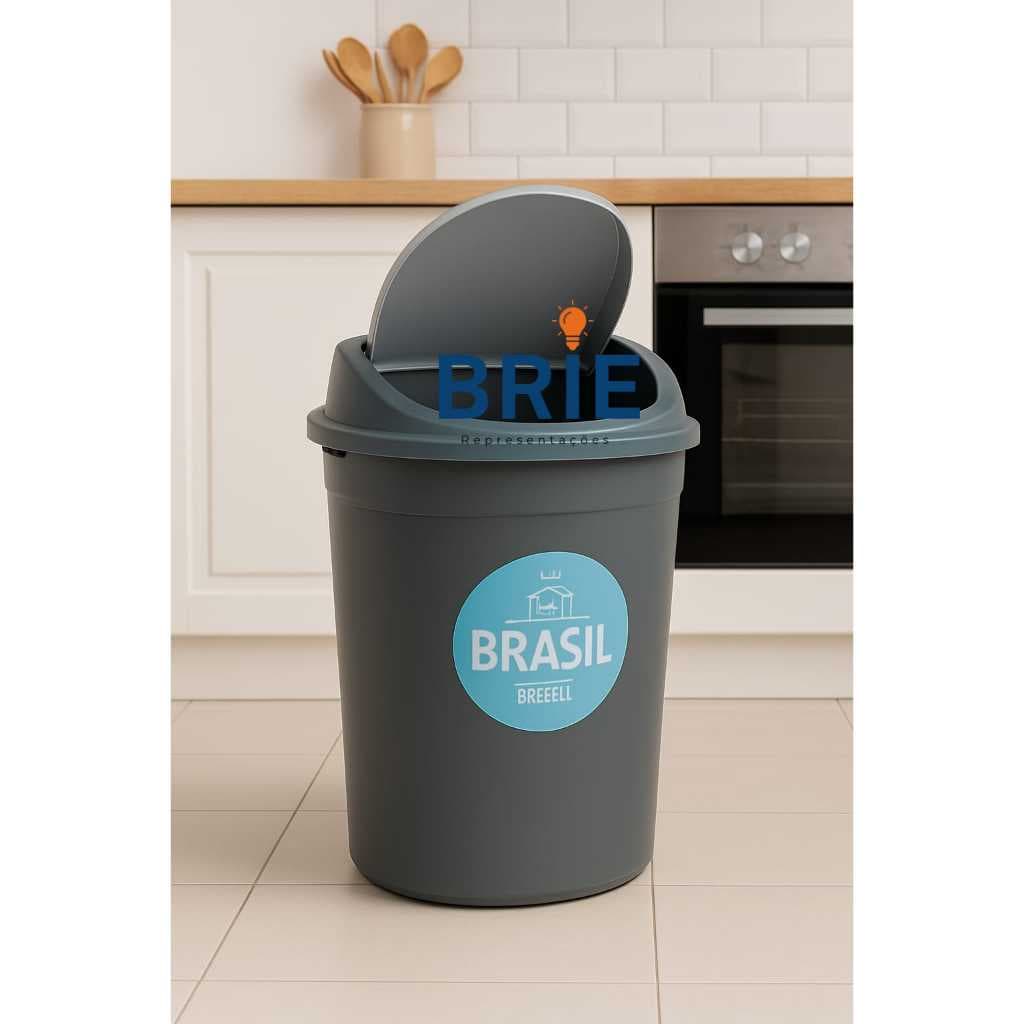 Lixeira Grande Basculante Lixo 60L Cozinha Prático Reforçada Com Alça Resistente