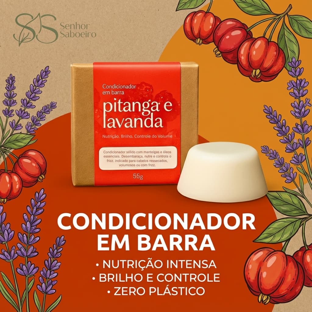 Condicionador Sólido de Pitanga - Hidratação, Brilho, Volume 55g