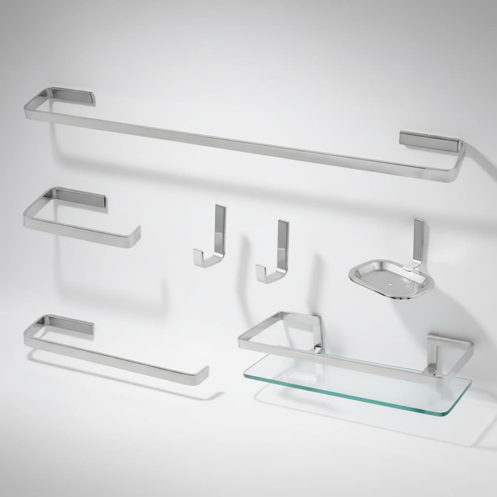 Kit Acessórios Vários Modelos Para Banheiro Quadrado Polido ou Preto Moderno Alumínio Reforçado Não Enferruja 1/2