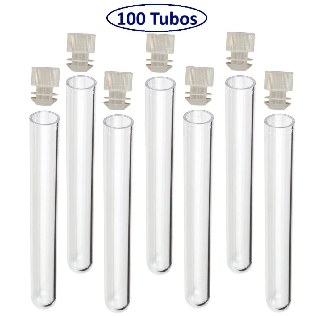 Tubo Ensaio 12x75 5ml Com Tampa Flecha Pressão Plástico 100 Unids.