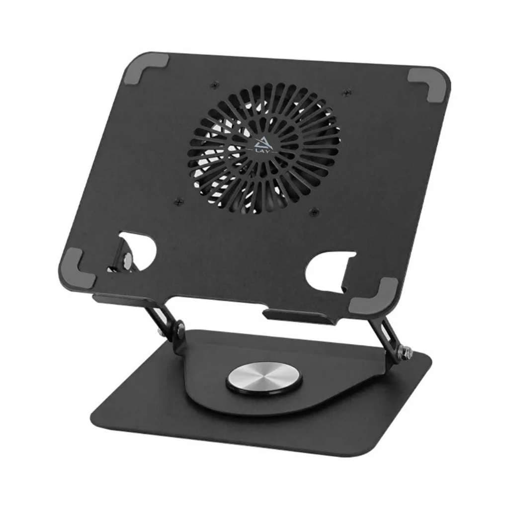 Suporte De Mesa Metal Com Cooler Forte Para Notebook Ate 17 Polegadas Giratoria 360º  LAY YL-231