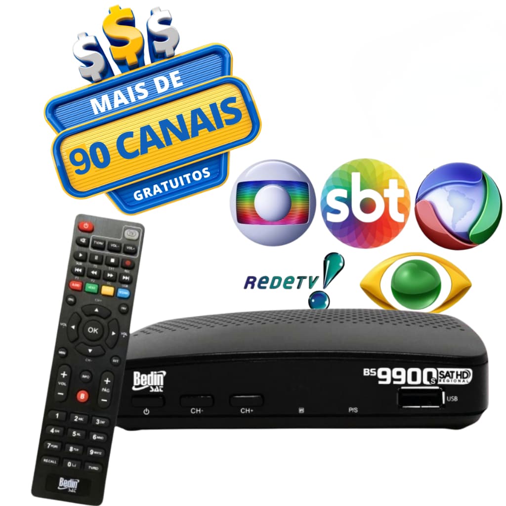 Receptor Digital para Nova Parabólica Banda Ku Full HD BedinSat Bs990s Sitio Fazenda Via Satélite