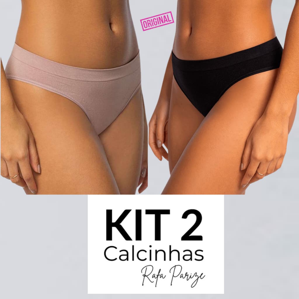 Kit 2 Calcinhas Clássica Rafa Parize Feminino Original Sem Costura Super Confortável P ao GG