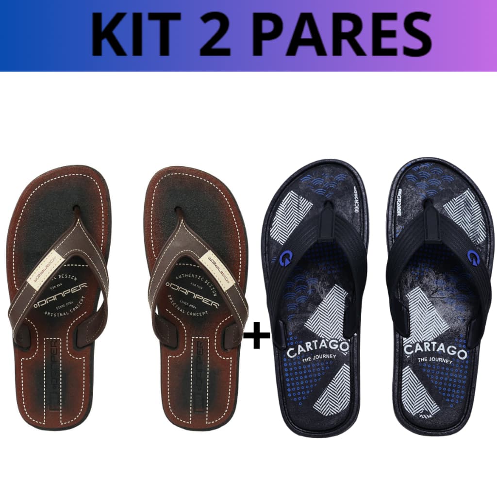Kit 2 Chinelo Masculino Macio Confortável Casual Borracha Resistente Antiderrapante Promoção Oferta