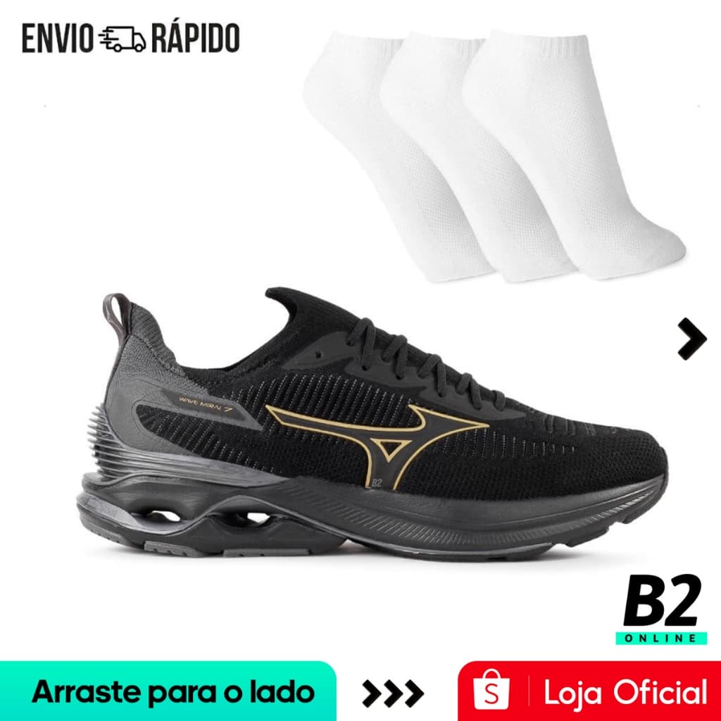 Tênis Mizuno Wave Mirai 7 Masculino + 3 Pares de Meias