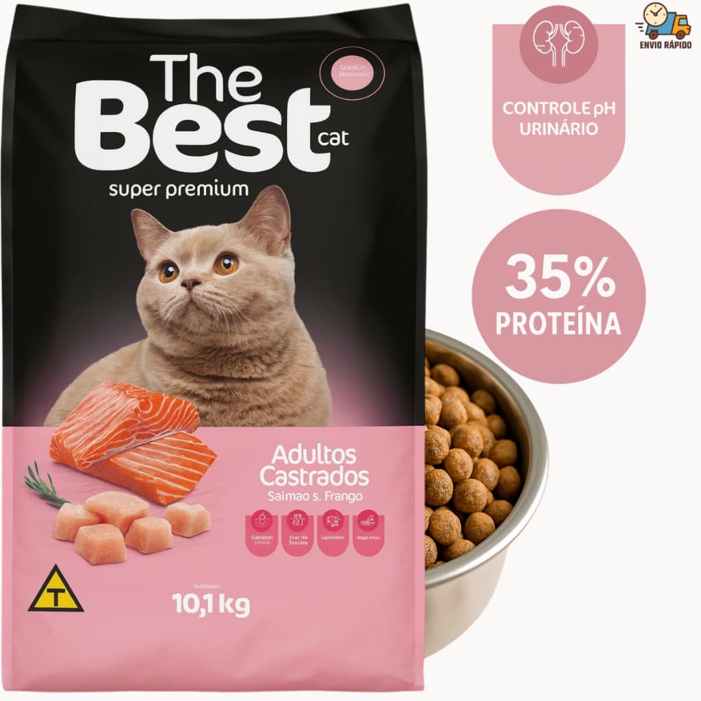 Ração The Best Cat Super Premium – Adultos Castrados – Salmão & Frango – 10,1kg alimento para gatos/cat