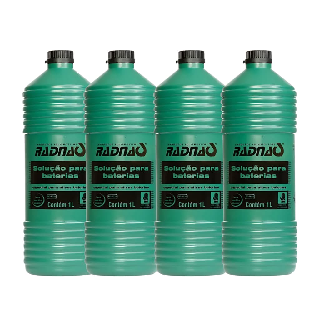 Kit 4 Fluido Ácido Solução P/ Baterias Radnaq 1 Litro.