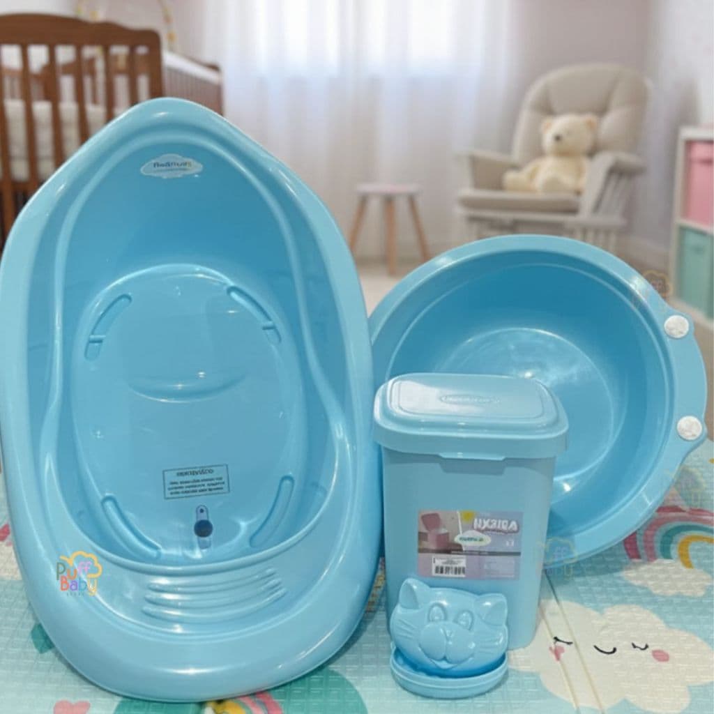 Banheira infantil com bacia 14 Litros Lixeira 4,5 L saboneteira