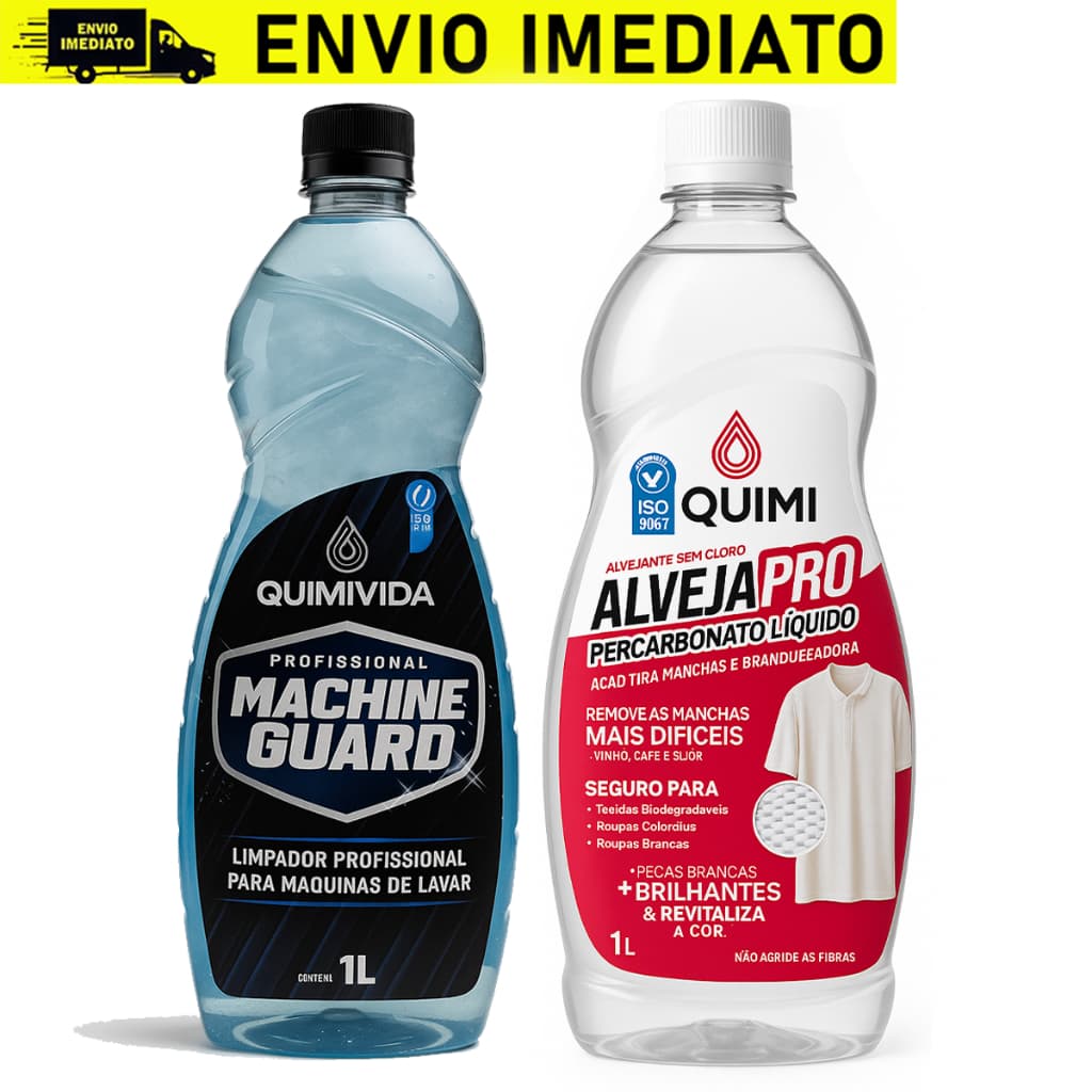Kit Lavanderia Profissional – Alvejante tira manchas + Higienização Máquina de Lavar Roupa