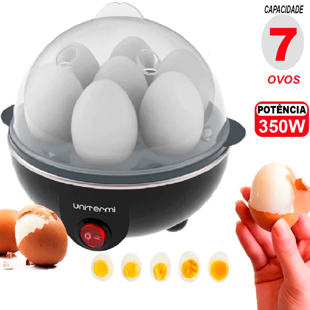 Cozedor de Ovos Elétrico Portátil Cozinha à Vapor 110v / 220v Máquina De Cozinhar Preto 7 ovos