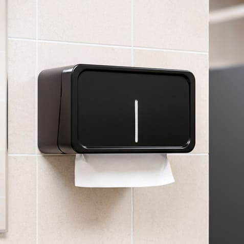 Toalheiro Dispenser Interfolha Papel Preto Moderno Banheiro