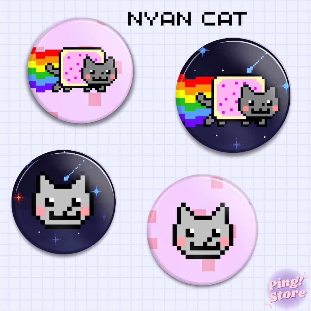 Botton Nyan Cat - Gato, Desenho, Alfinete, Pin, Broche