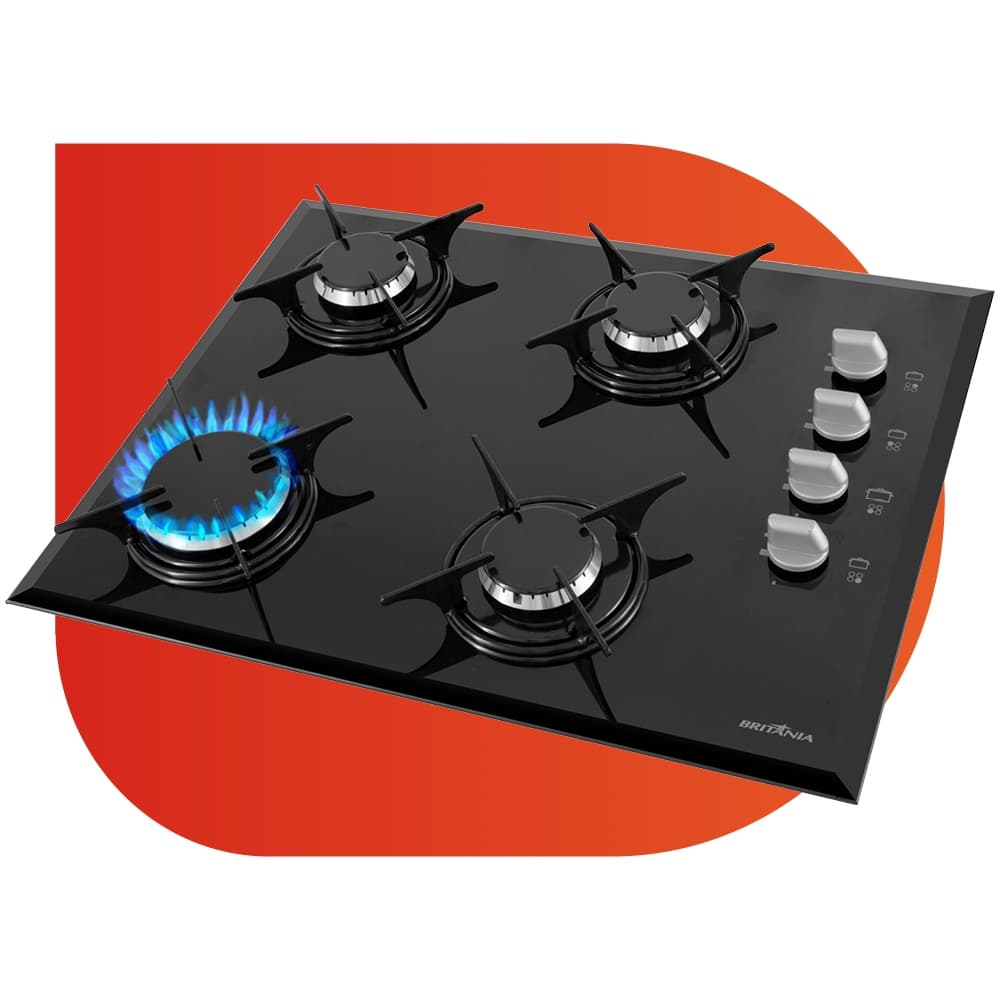 Cooktop Britania 4 Bocas Preto BCT4P Bivolt 110V/220V