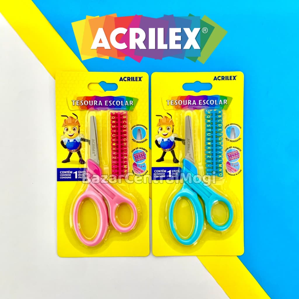 Tesoura Escolar 13cm Acrilex Letras Alfabeto