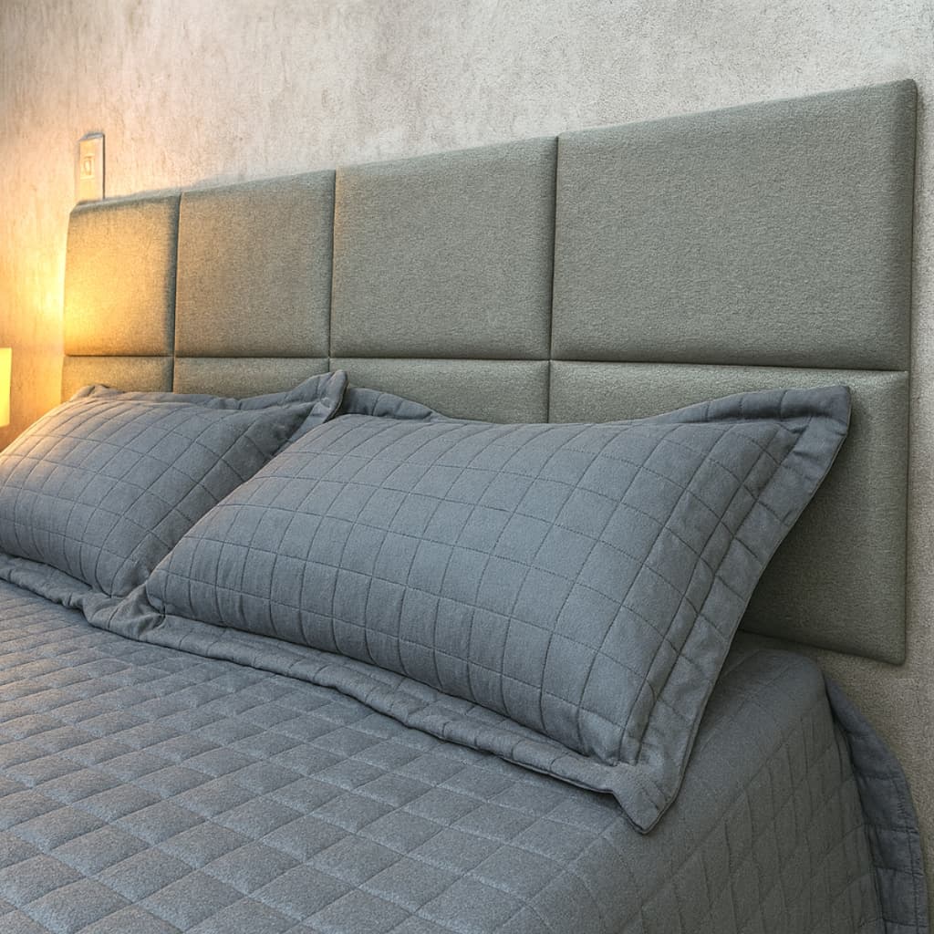 Cabeceira Estofada Adesiva 40x30cm p/ Cama Box | Solteiro Casal Queen King | Modulada Decorativa Quadrada