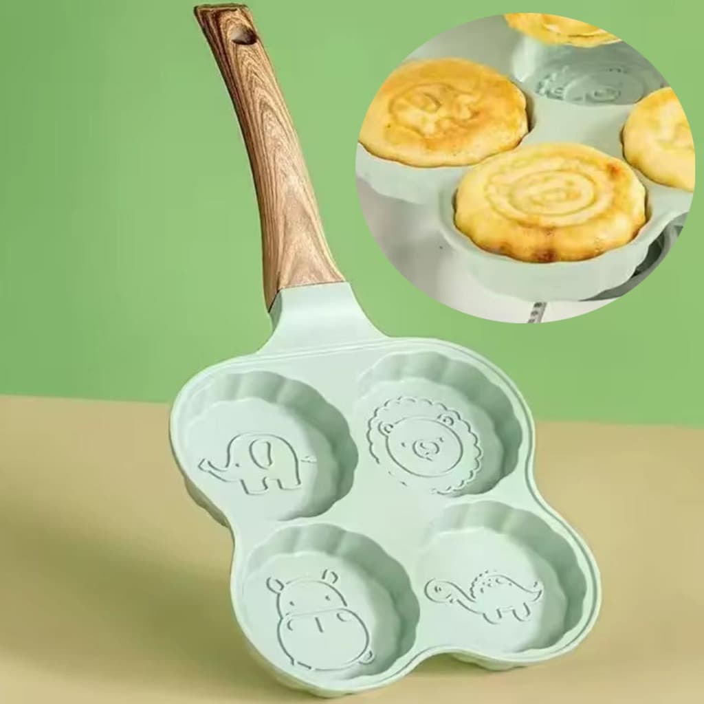 Frigideira Antiaderente Panqueca Desenhos Café Da Manhã 4 Cavidades Em 1