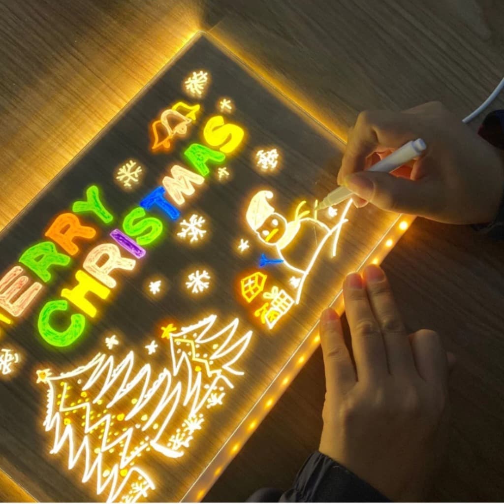 Luminária LED Lousa Para Escrita 7 Cores Quadro Interativo Para Anotações