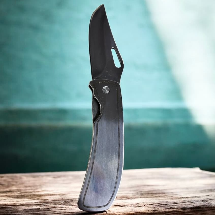 Canivete Artesanal De Aço Inox Monobloco Com Clip Top Linha