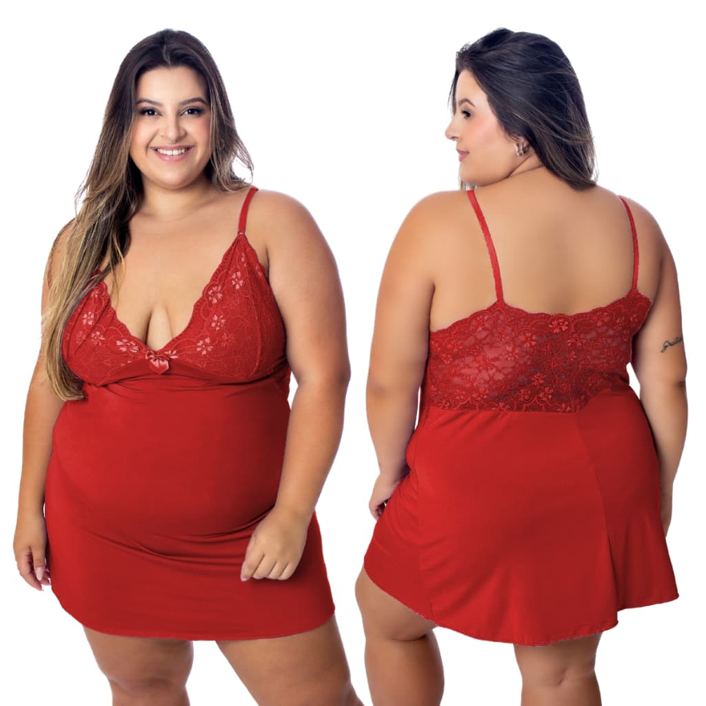 Camisola Sexy Plus Size Pijama Feminino Com Renda