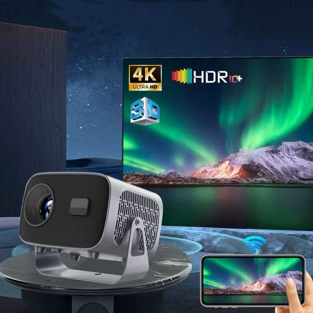 Projetor A10 Plus Android 4K Portátil | Wi-Fi Dual Band, Bluetooth 5.0, HDMI, Home Theater